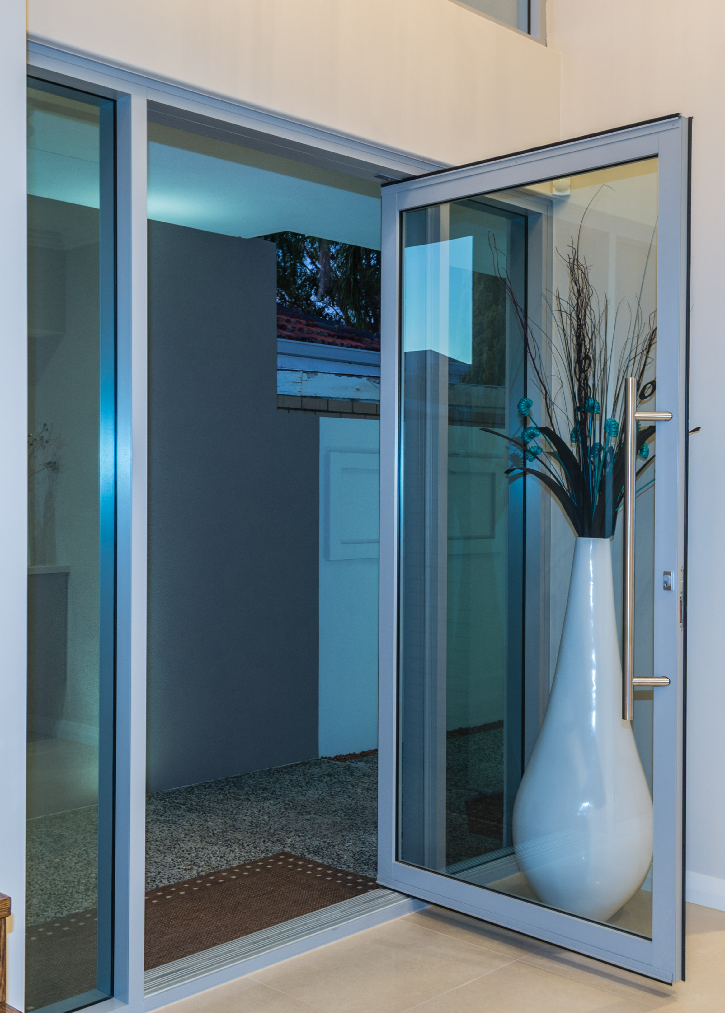 Opened Aluminium Glass Entrance Door